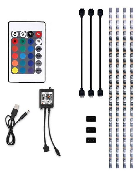 LED světelný pásek WM58 RGB pro TV s WiFi, 4x 50 cm, vícebarevná