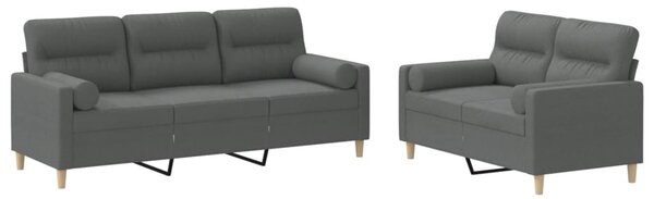 2dílná sedací souprava s polštáři tmavě šedá textil 3201617