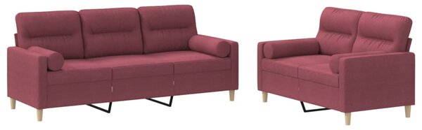 2dílná sedací souprava s polštáři vínová textil 3201622