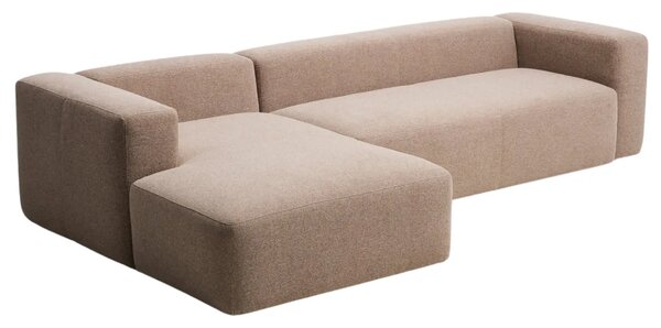 Kave Home Hnědá rohová pohovka Blok 330 cm, levá
