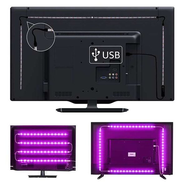 LED světelný pásek WM58 RGB pro TV s WiFi, 4x 50 cm, vícebarevná