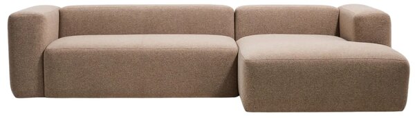 Kave Home Hnědá rohová pohovka Blok 300 cm, pravá