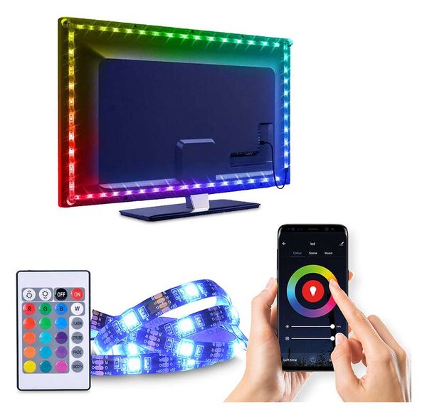 LED světelný pásek WM58 RGB pro TV s WiFi, 4x 50 cm, vícebarevná