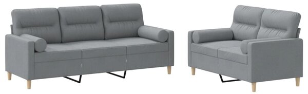 2dílná sedací souprava s polštáři světle šedá textil 3201616