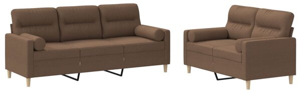 2dílná sedací souprava s polštáři hnědá textil 3201619