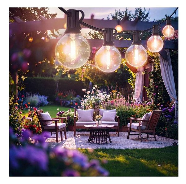 LED venkovní světelný řetěz WO794-1, 15 + 5 m, černá