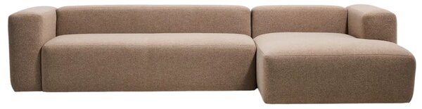 Kave Home Hnědá rohová pohovka Blok 330 cm, pravá