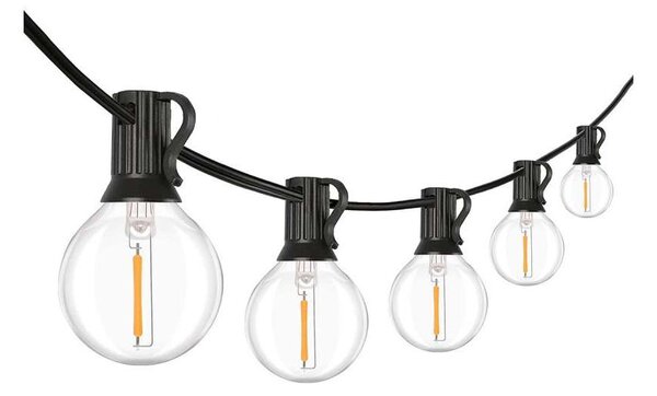 LED venkovní světelný řetěz WO794-1, 15 + 5 m, černá