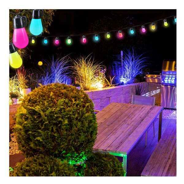 LED venkovní RGB světelný řetěz WO795, 14 + 6 m, vícebarevná