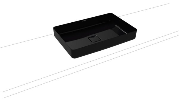 Kaldewei Miena - Umyvadlová mísa bez přepadu, 580x380 mm, bez otvoru pro baterii, AD, Perl-effekt, černá 909606003701