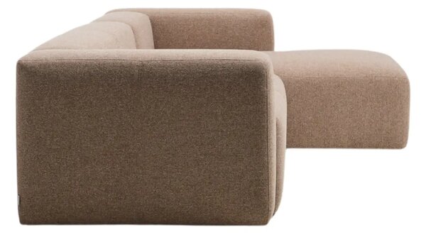 Kave Home Hnědá rohová pohovka Blok 330 cm, pravá