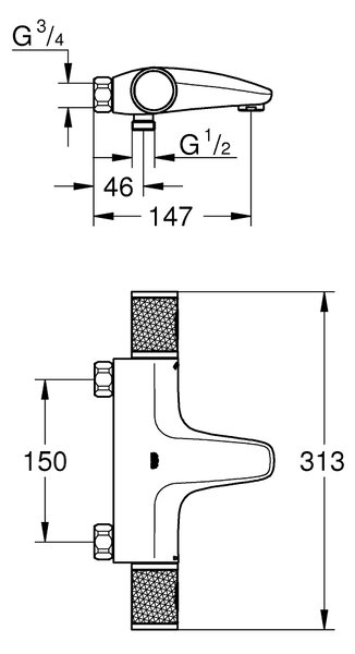 GROHE Grohtherm 1000 Performance Professional - Termostatická vanová baterie, DN15, chrom 34831000
