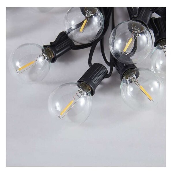 LED venkovní světelný řetěz WO794-1, 15 + 5 m, černá