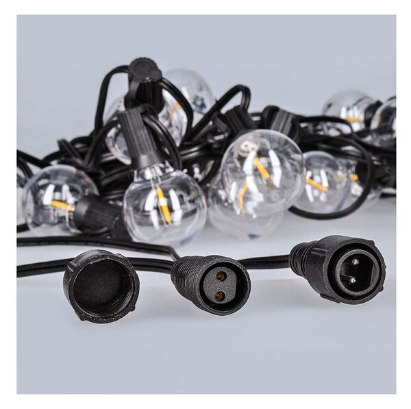 LED venkovní světelný řetěz WO794-1, 15 + 5 m, černá