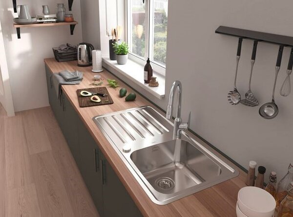 Hansgrohe Focus M42 - Kuchyňská páková baterie 220, vytahovací sprška, 2jet, sBox, chrom 71820000