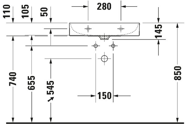 Duravit DuraSquare - Umyvadlo do nábytku 600x470 mm, broušené, bez přepadu, bez otvoru pro baterii, bílá 2353600079