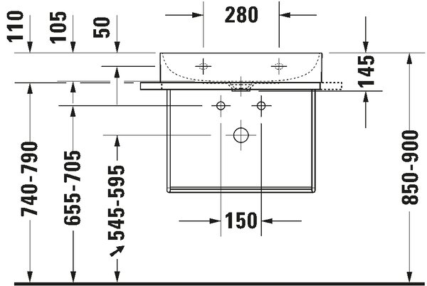 Duravit DuraSquare - Umyvadlo do nábytku 600x470 mm, broušené, bez přepadu, bez otvoru pro baterii, bílá 2353600079