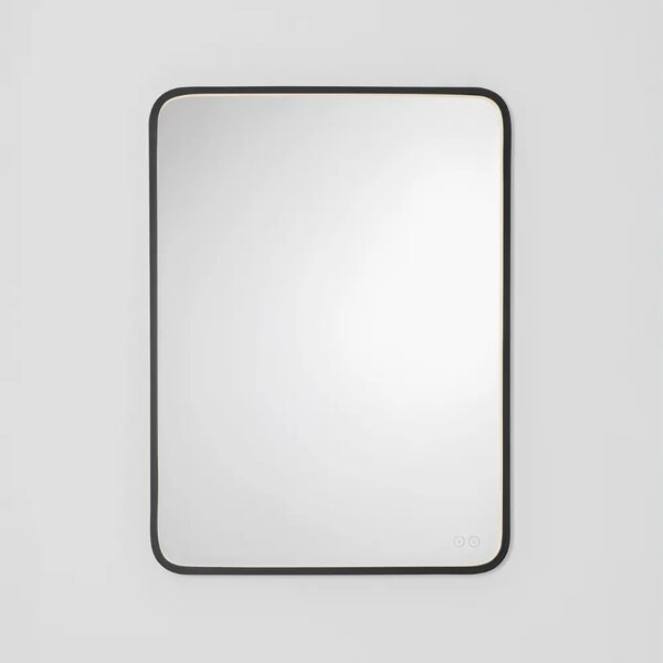 Nova Luce Černé závěsné zrcadlo s LED osvětlením Iria 80 x 60 cm