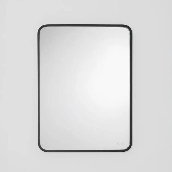 Nova Luce Černé závěsné zrcadlo s LED osvětlením Iria 80 x 60 cm