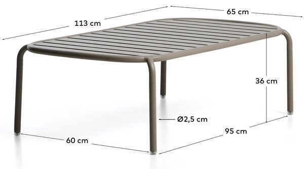 Kave Home Béžový kovový zahradní stolek Joncols 113 x 65 cm