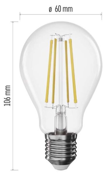 EMOS LED žárovka Filament A60 / E27 / 7,5 W (75 W) / 1 055 lm / teplá bílá / stmívatelná 1525743238