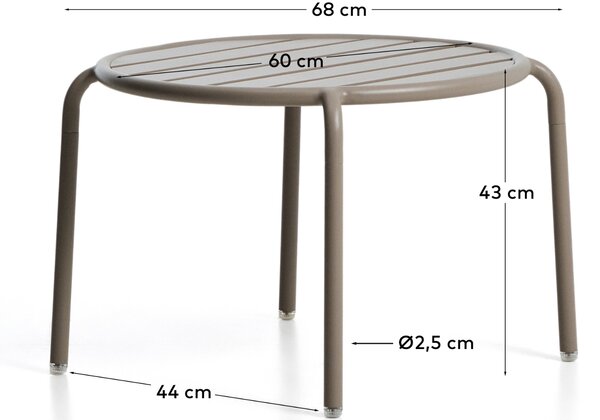 Kave Home Béžový kovový zahradní stolek Joncols 60 cm