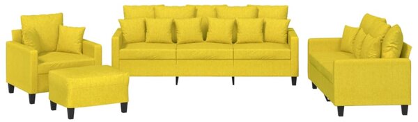 4dílná sedací souprava s polštáři světle žlutá textil 3201645
