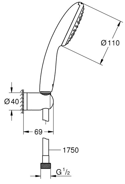 GROHE Vitalio Start 110 - Sprchový set s držákem s 1 proudem, chrom 27944001