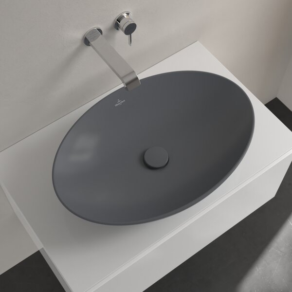 Villeroy & Boch Loop & Friends - Umyvadlová mísa na desku 620x420 mm, bez přepadu, Graphite CeramicPlus 4A4801i4
