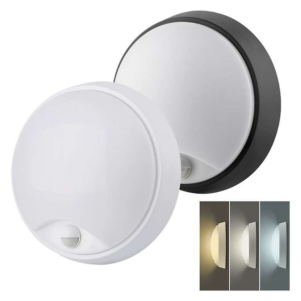 LED venkovní světlo WO780-2 se senzorem - kruh 22 cm, 2 kryty, černá / bílá