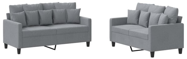 2dílná sedací souprava s poduškami světle šedá textil 3201648