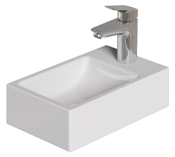 Bocchi Dura - Umyvátko 370x230 mm, otvor na baterii vpravo, bílá lesklá