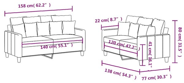 2dílná sedací souprava s poduškami vínová textil 3201654