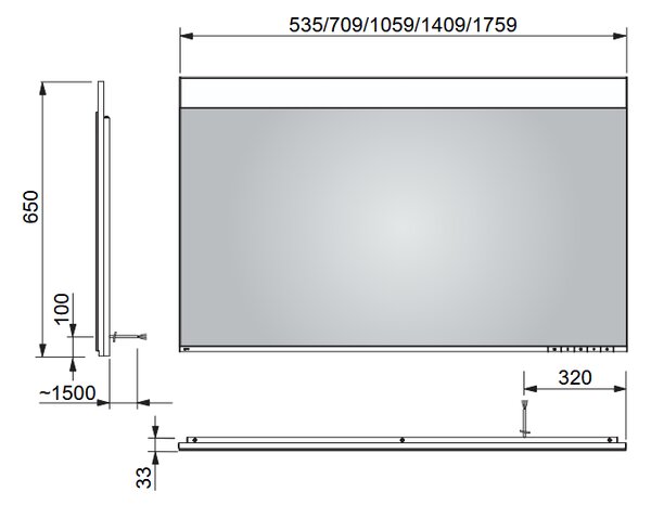Keuco Edition 400 - Zrcadlo s osvětlením 710x650 mm, 11596171501
