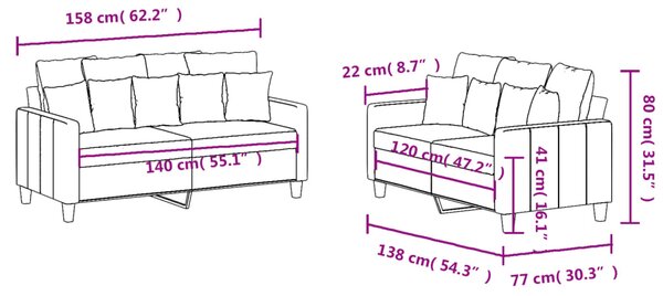 2dílná sedací souprava s poduškami krémová textil 3201650