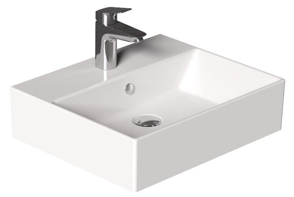 Bocchi Dura - Umyvadlo 500x420 mm, s přepadem, s otvorem pro baterii, bílá lesklá