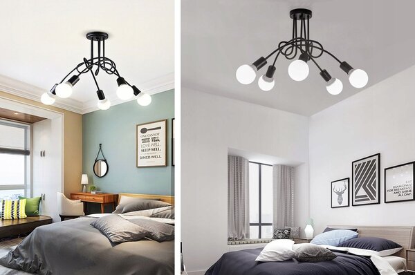 Toolight Paradise, 5-ramenné stropní svítidlo 5xE27, 392252, černá matná, OSW-04012