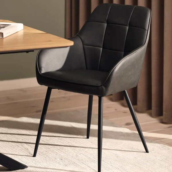 Unique Furniture Tmavě šedá koženková jídelní židle Nolan