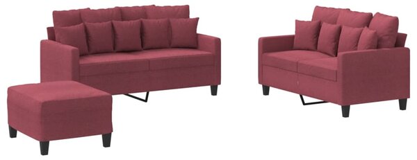 3dílná sedací souprava s poduškami vínová textil 3201662