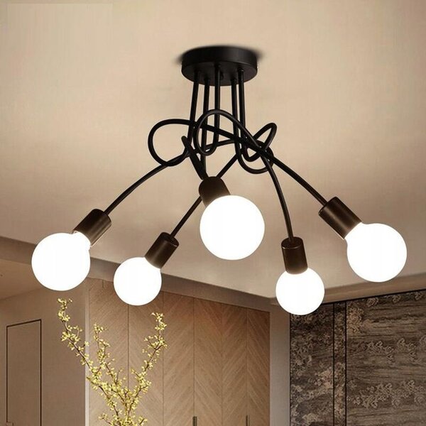 Toolight Paradise, 5-ramenné stropní svítidlo 5xE27, 392252, černá matná, OSW-04012