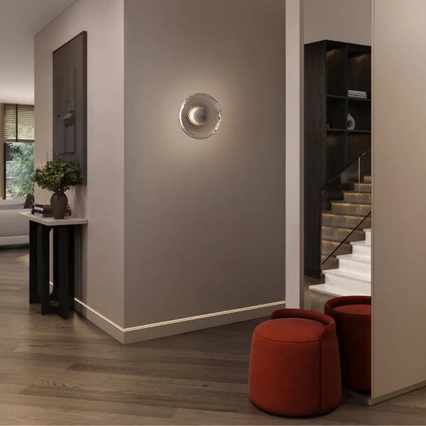 Nova Luce Kouřově šedé skleněné nástěnné LED světlo Lavina 25 cm