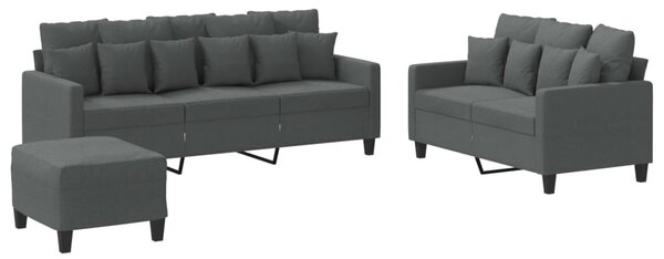 3dílná sedací souprava s poduškami tmavě šedá textil 3201673