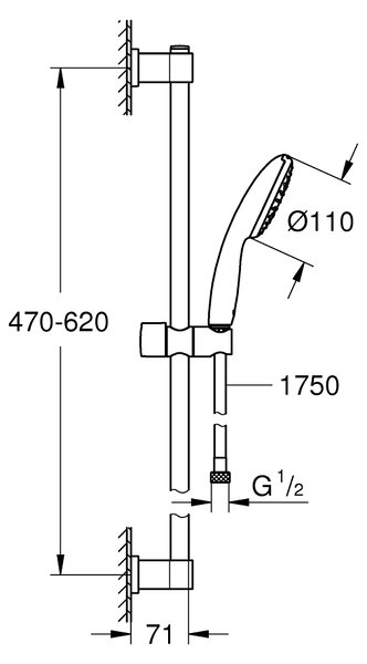 GROHE Vitalio Start 110 - Sprchová souprava s ruční sprchou s 1 proudem, chrom 27942001