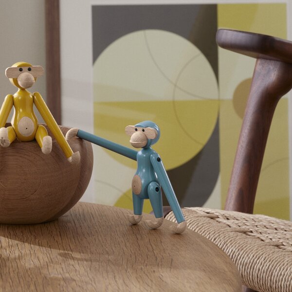 Dřevěná opička Monkey Mini Vintage Blue 9,5 cm