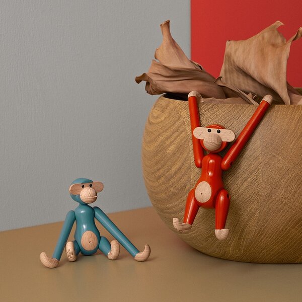 Dřevěná opička Monkey Mini Vintage Blue 9,5 cm