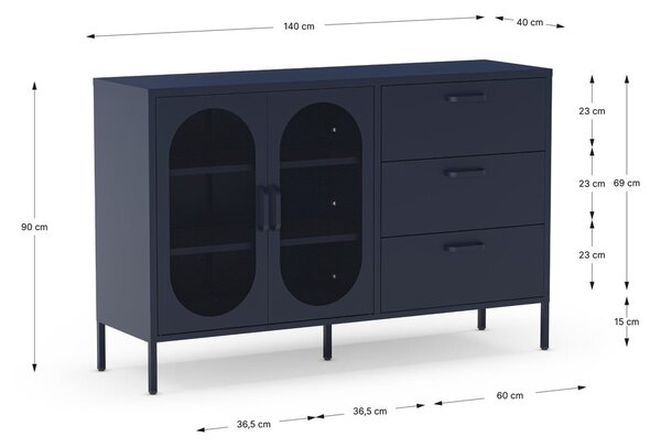 Tmavě modrá komoda 140x90 cm Diora – Marckeric