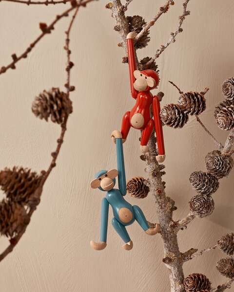 Dřevěná opička Monkey Mini Vintage Blue 9,5 cm