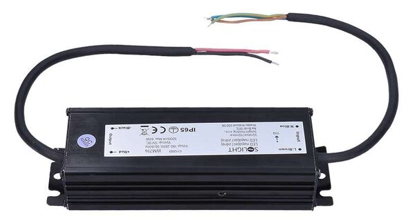 Napájecí zdroj z 230 V na 12 V pro LED osvětlení, 5A, 60W, IP65, černá