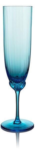 Skloglass Ručně foukaná sklenice na šampus SAKURA Azurová Barva: Azurová, Kusy: 2ks