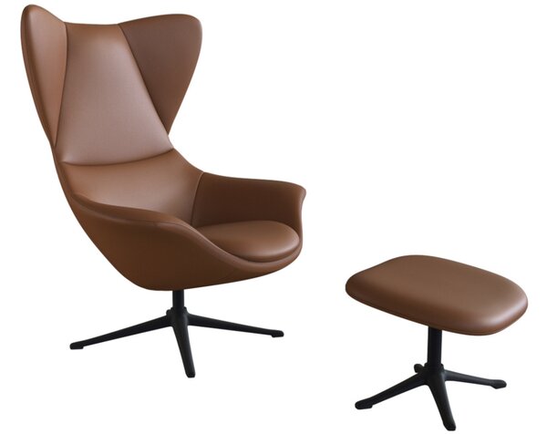 -25 % Dny MOMENTI– Koňakově hnědé kožené lounge křeslo FLEXLUX STILO III